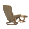 Stressless Stressless Mayfair Chair and Stool with Classic Base In Paloma Sand & Oak