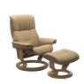 Stressless Mayfair Chair and Stool with Classic Base In Paloma Sand & Oak