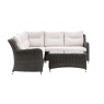 Gallery Direct Windsor Corner Lounge Set featuring a 5-seater grey rattan corner sofa and matching glass-top coffee table on 