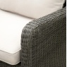 Close-up detail of the Gallery Direct Windsor set showing the high-quality hand-woven grey rattan weave and the thick, shower