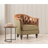 Wood Bros Stamford Armchair with leather & Herringbone Fern - Fast Track Delivery!