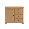 Gallery Direct Malvern 1 Door 4 Drawer Sideboard compact sideboard in light oak wood cupboard on left and 4 drawers on right 
