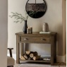 Gallery Direct Hardwick 1 Drawer Console Table styled in a hallway with vase and flowers
