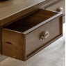 Gallery Direct Hardwick 2 Drawer Coffee Table showcasing dovetail joints on drawer and metal cup handle