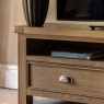 Gallery Direct Hardwick Media Unit close up of unit with shelf and sky box