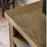 Gallery Direct Hardwick Media Unit close up of top showcasing warm oak grain