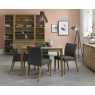 Bentley Designs Bergen Oak 2-4 Seater Table & 4 Upholstered Chairs in Black Gold Fabric