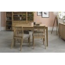 Bentley Designs Bergen Oak 4-6 Seater Table & 4 Low Slat Back Chairs in Grey Bonded Leather