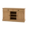 Gallery Direct Eton large sideboard side angle showing natural wood finish and panel detailing
