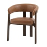 Gallery Direct Onda dining chair side view in brown leather and dark wood