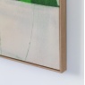 Side profile of Emerald abstract framed canvas showing light wood frame depth