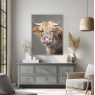 Brodie highland cow framed canvas styled above sideboard modern interior
