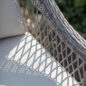 Close up of hand-woven 5mm all-weather PE rattan weave on Gallery Menton Country chair.