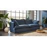 Tetrad Ava Midi Sofa in denim blue linen without scatter cushions highlighting the deep-seated slouchy silhouette and 222cm w