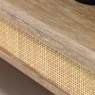 Close-up of woven rattan detail on the Gallery Direct Bibury open wardrobe