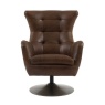 Gallery Direct Bristol Brown Leather Swivel Chair front view