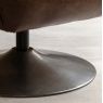 Gallery Direct Bristol Swivel Chair In Brown Leather with close up of iron swivel base.