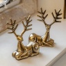 Gallery Stag Antique Gold Set of 2 Decorations