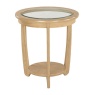 972 Shadows Oak Glass Top Round Lamp Table